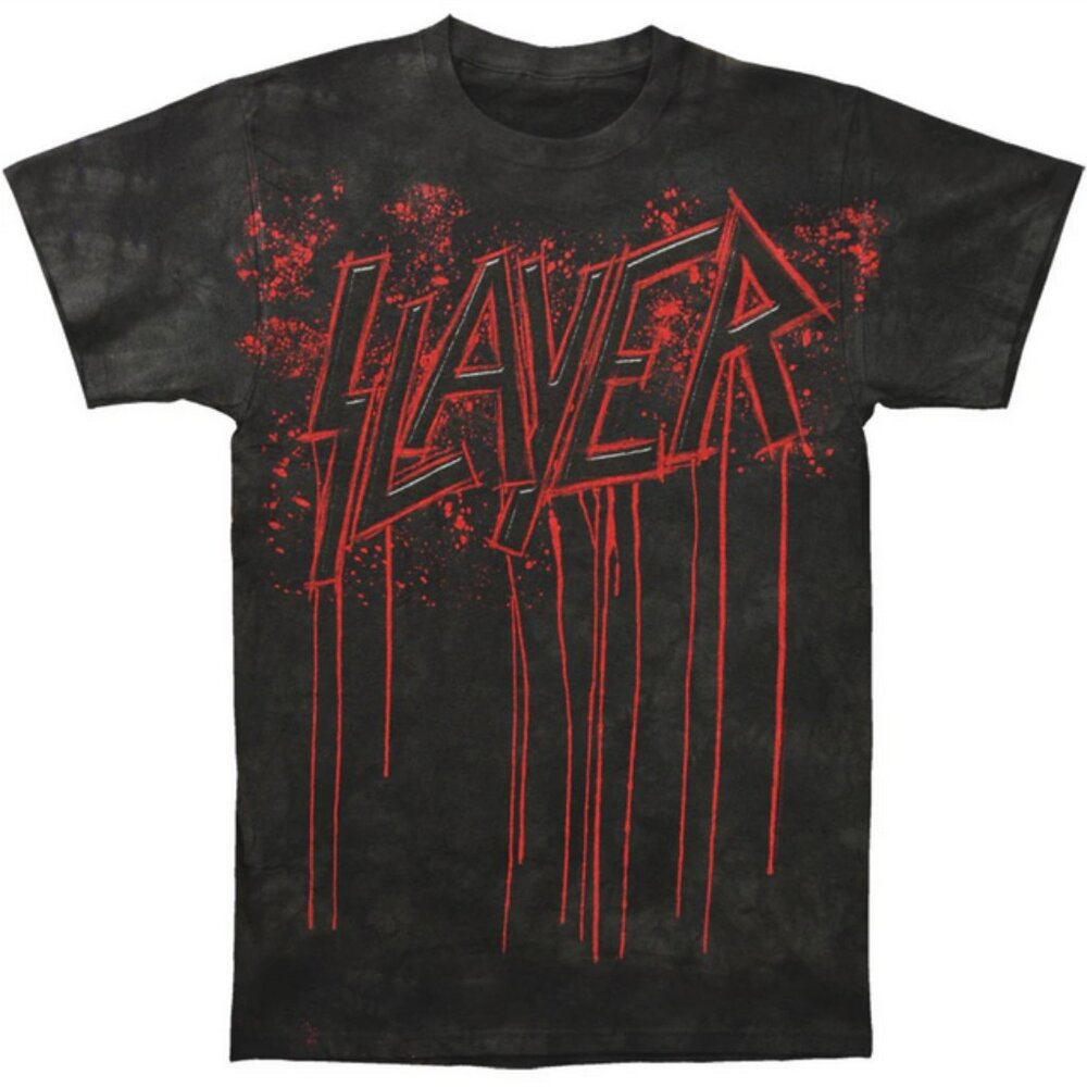Liquid Blue Slayer Raining Blood Screen Print Tie Dye Tee Officially Licensed L